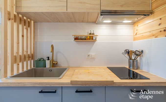 Tiny house voor 6 personen (max 4 volwassenen) met 3 slaapkamers, hottub, speeltuin en barbecue vlakbij Malmedy