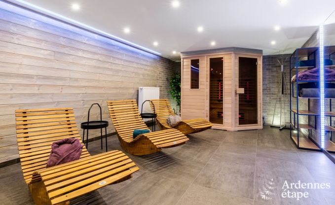 Vakantiehuis met jacuzzi, sauna, spelen en mooi uitzicht op de hoogten van Malmedy voor 6/8 personen in de Ardennen