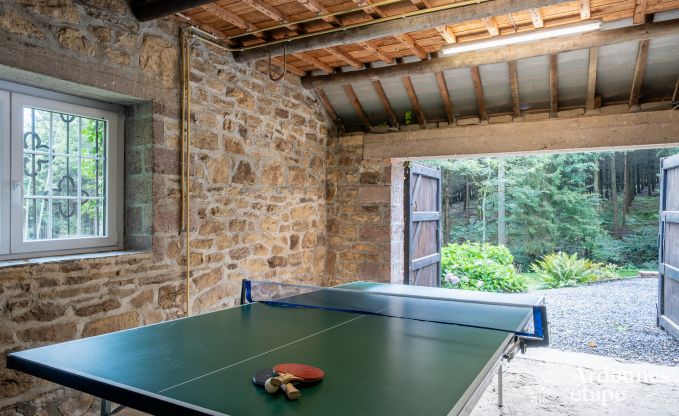 Charmant vakantiehuis in Manhay voor 8 personen, met verwarmd buitenzwembad, privvijver en fietsgarage aan de rand van het bos