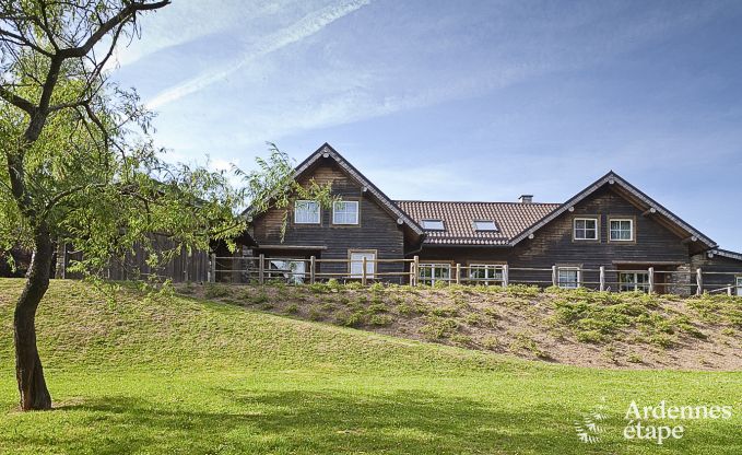 Ruim chalet in Ovifat, Ardennen, 16 personen, 8 slaapkamers, 3 badkamers, sauna, biljart, tuin met privterras